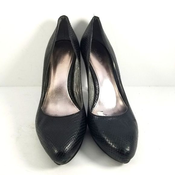 Calvin Klein Black Snake Skin Embossed Heel SIZE 9.5. S702 - Picture 3 of 6